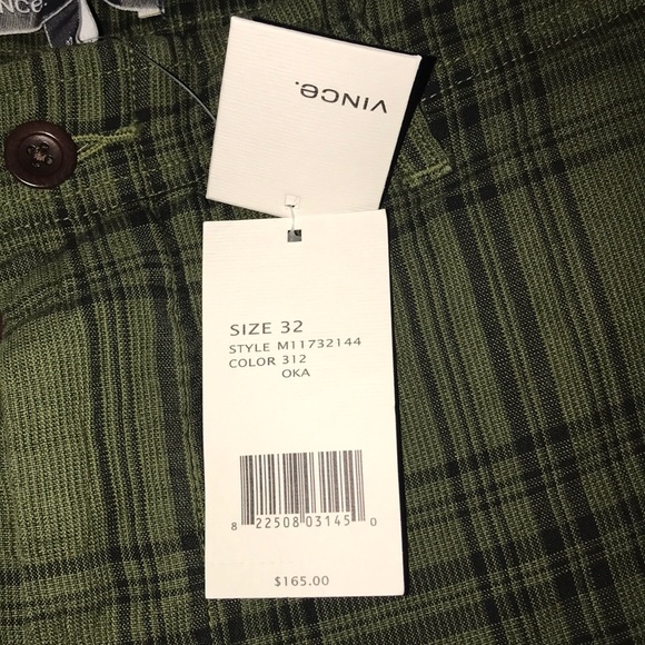 NWT VINCE Linen Blend Plaid Shorts Size 32 OKA - Picture 3 of 7